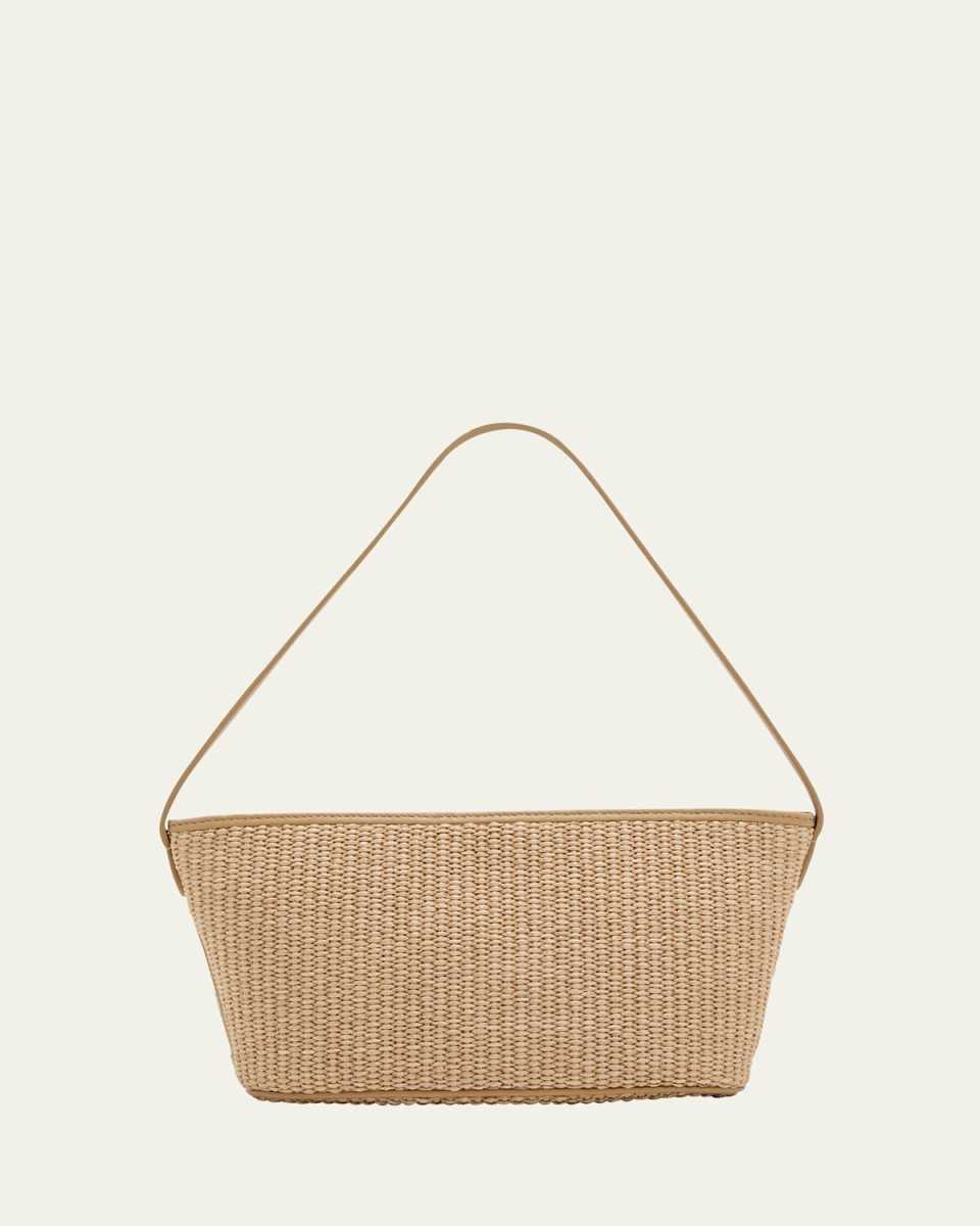 Zip Raffia Shoulder Bag